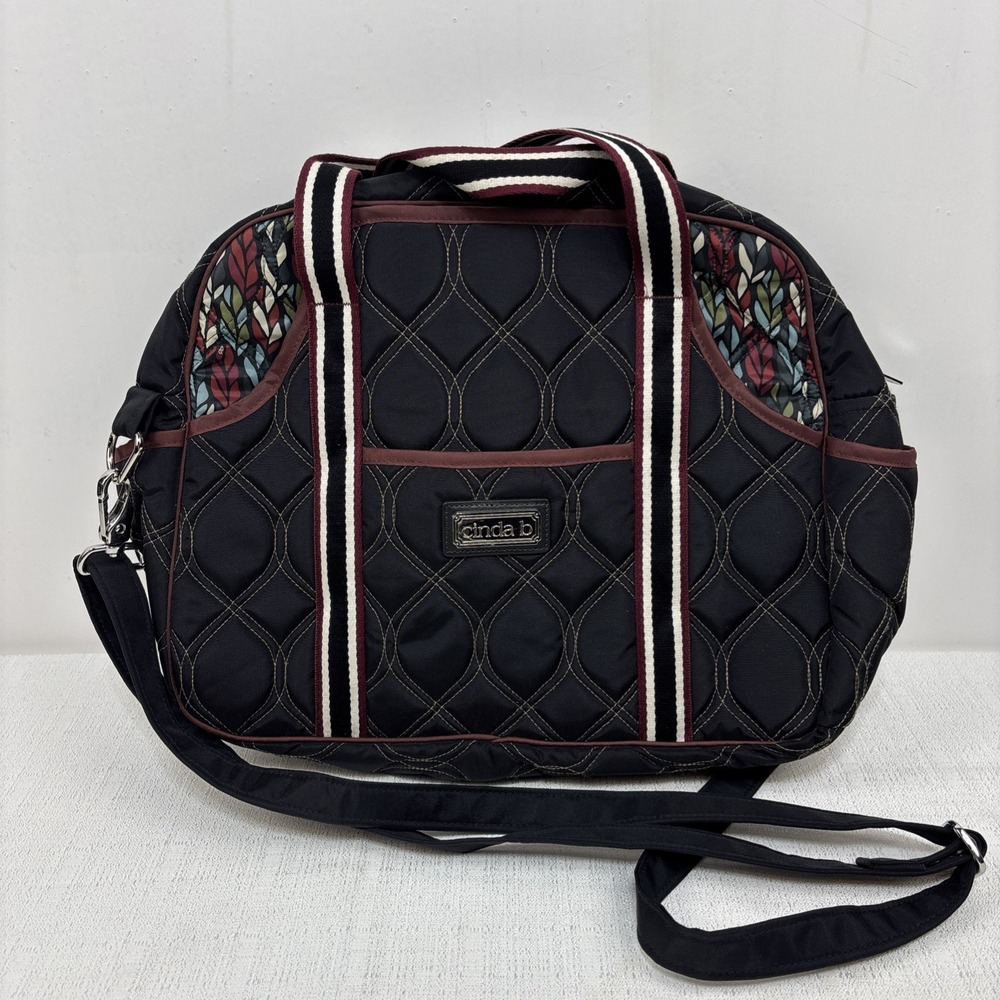 Cinda B Tote Bag Purse Diaper Bag‎ Quilted Black Removable Strap